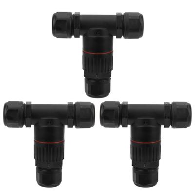 3Pcs IP68 Waterproof Connector Electrical Cable 3 Way T Shape Outdoor Industrial Accessories