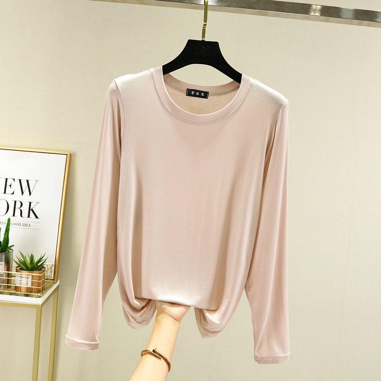 Damski jesienny zestaw piżamowy z bawełny modalnej – bluzka z długim rękawem i spodnie z szerokimi nogawkami