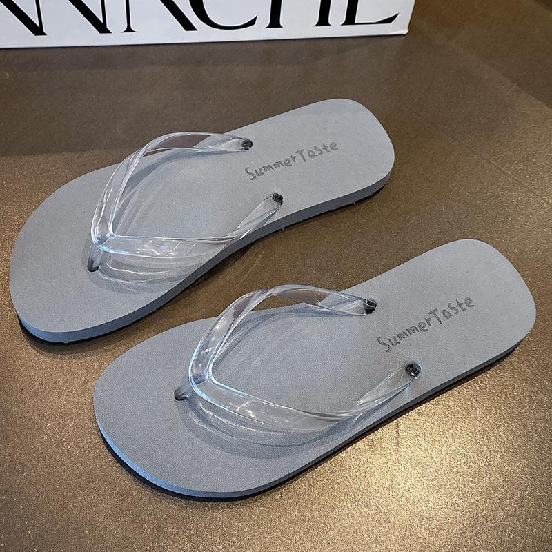 Simple flip-flops women's new summer pinch feet outside wear non-slip flat bottom beach cool slippers tide