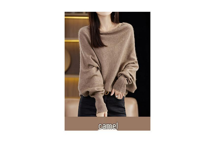 Trendy Batwing Sleeve Wool Sweater: Loose Wide Neck Knit Pullover for Women