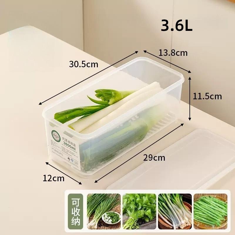 Refrigerator Organizer Fridge Storage Box Fresh Vegetable Scallions Boxes Drain Basket Food Storage Containers Kitchen Organizer