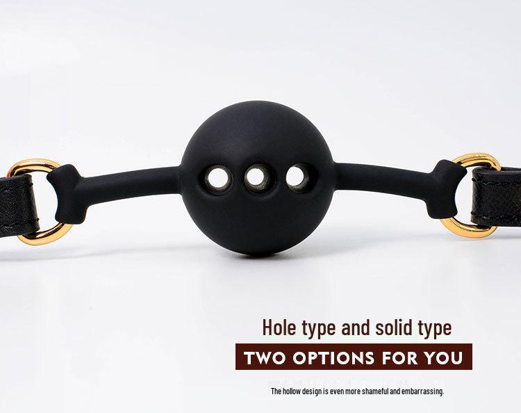 Men's Small Silicone Cowhide-Style Gag Ball with Breathable Hole for Deep Throat Comfort