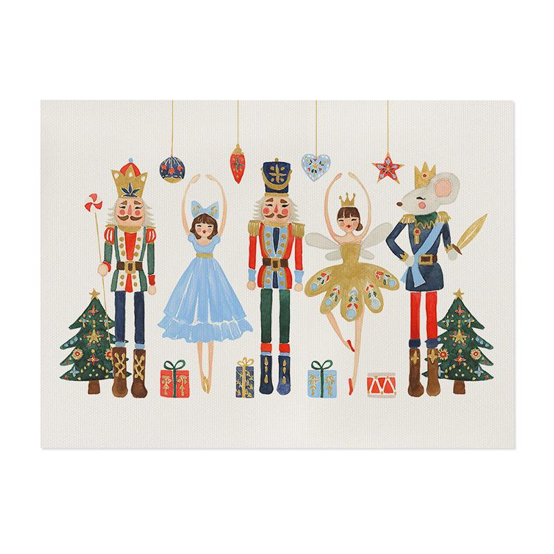 

Christmas Linen Blend Placemat Set - Waterproof Heat Resistant Table Mat for Dining Kitchen Decor 32*21cm