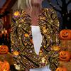 Damen Halloween Print Langarm Strick Cardigan Knopfleiste Pullover Mantel Leichte Oberbekleidung für Herbst und Winter