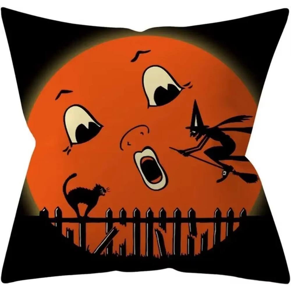 Halloween Horror Pumpkin Bat Spider Web Printed Cushion Cover Household Living Room Sofa Decoration Square Pillowcase