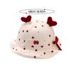 Sweet Baby Girl Bucket Hat Cute Heart Bow Toddler Fisherman Cap Outdoor Sunshade Kids Ruffled Hats