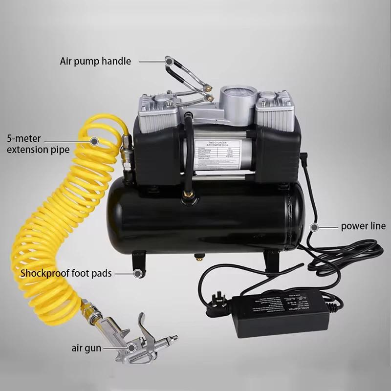 For Tragbarer Kleiner Luft Kompressor 12V/220V Luft Kompressor 2,5 L  Luftpumpe Reifen Füller Elektrische Motorrad Pumpe