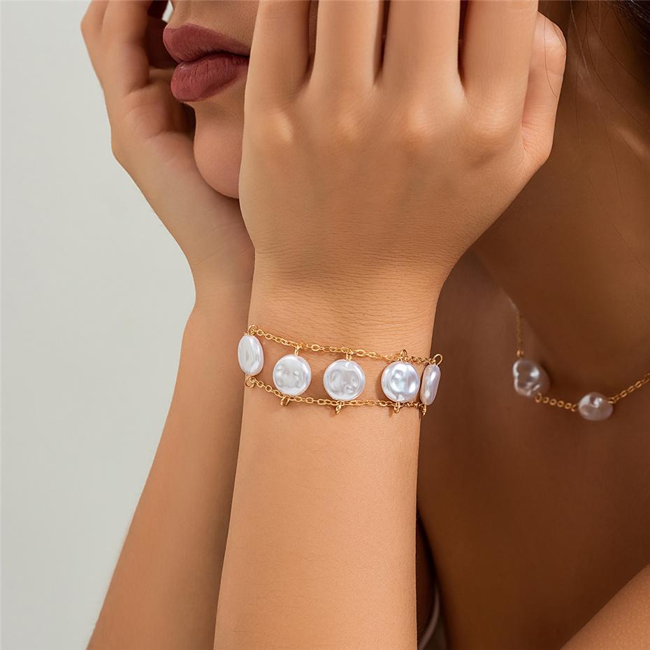 

Ingemark Kpop Multilayer Baroque Pearl Chain Necklace Bracelet Wedding Bridal Goth Bohemia Jewelry Set Y2K Accessories for Women