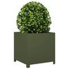 VidaXL Olive Green Planter 50x50x50 Cm Steel, Planter, Patio Planter, Flower Box, Outdoor Planter, Box To 851216