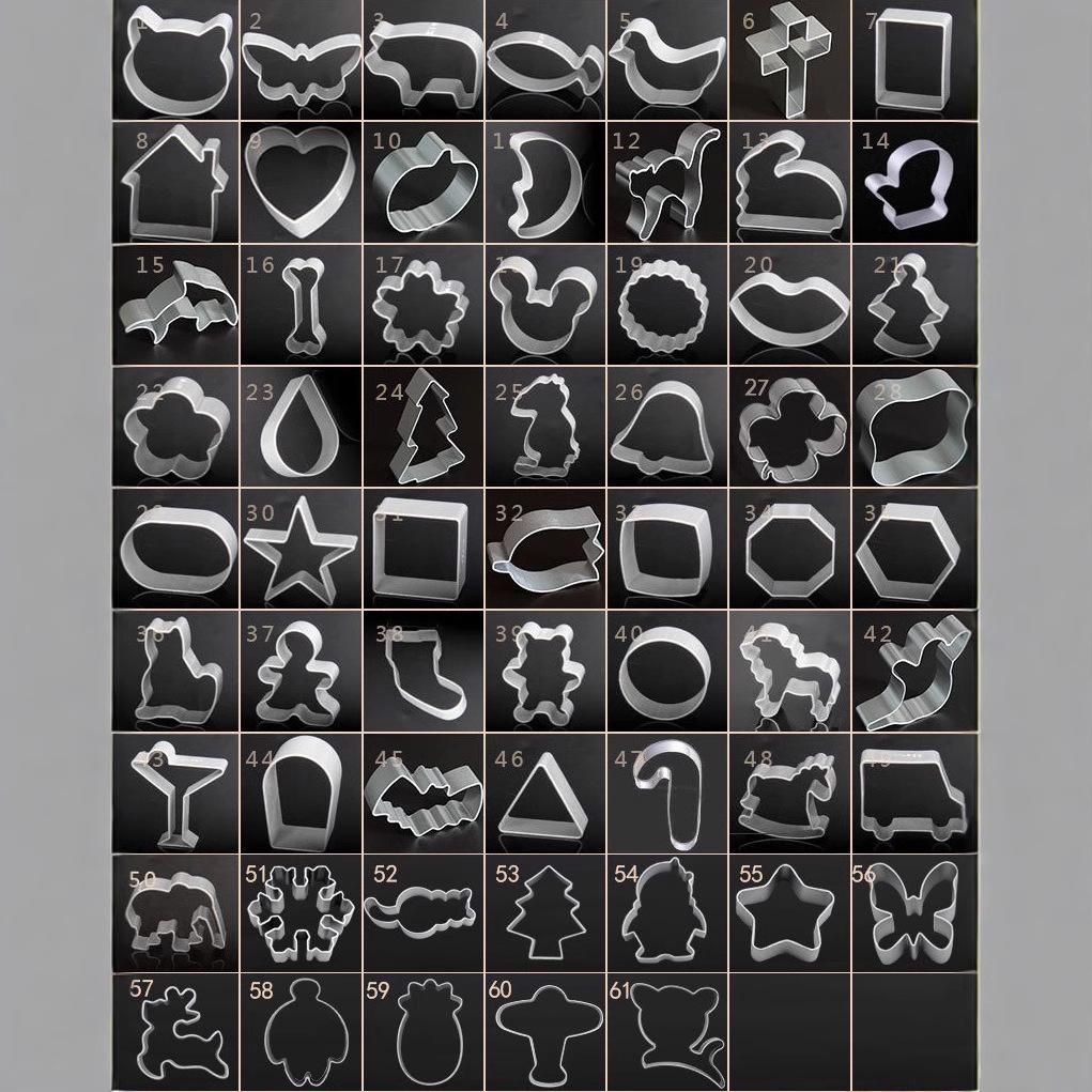 Aluminum Alloy Holiday Cookie Mold Set: Pineapple, Candy Cane, Mitten, Gingerbread Man, Pumpkin