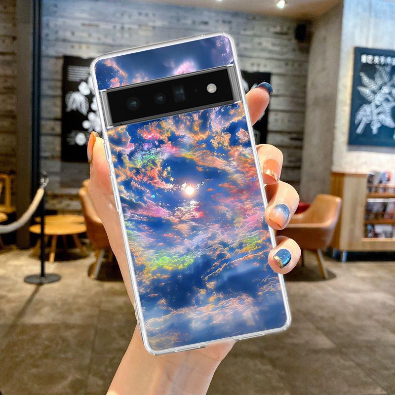 Earth Stars Space Phone Case For Google Pixel 9 8 7 6 Pro XL 8A 7A 6A 5 4 5A 4A 3A XL 5G soft Silicone Clear TPU Cover