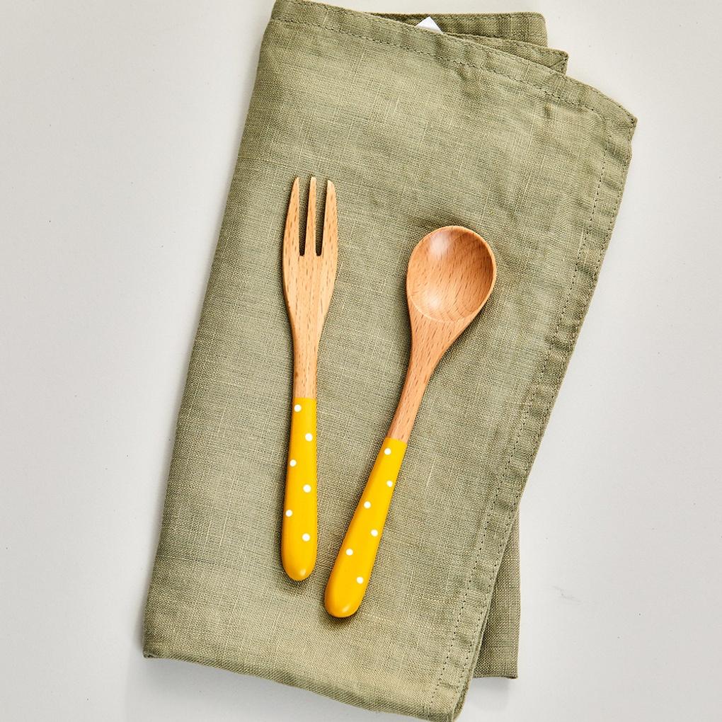 L Coloring Dessert Wooden Spoon & Fork_Yellow NK1623003