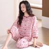 Woven Cotton Gauze Pajamas Women's Spring Cotton Seven-quarter Sleeves 1011 New Summer Cotton Mother Loungewear