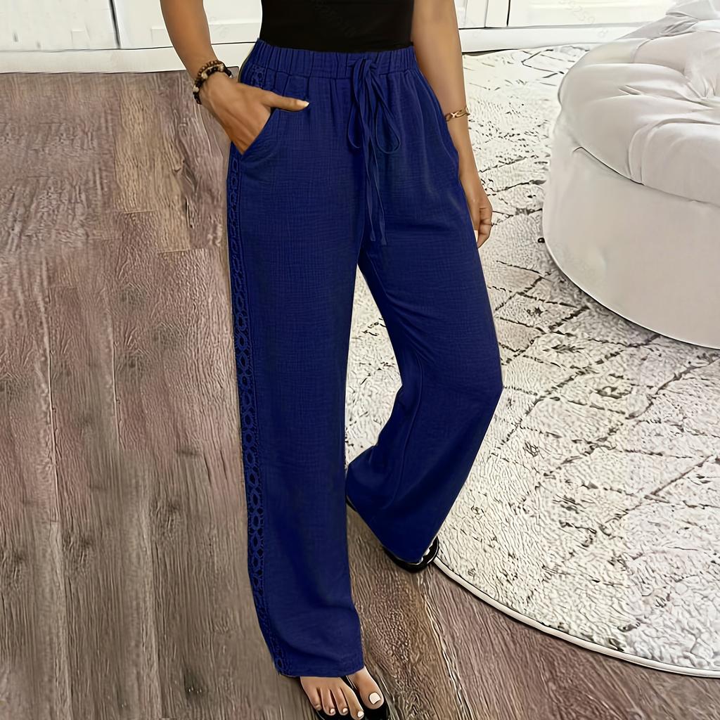 Women's  Pants Linen Pants Women Wide Leg High Waisted  Elastic Waist Casual Summer Beach Vacation Pants
