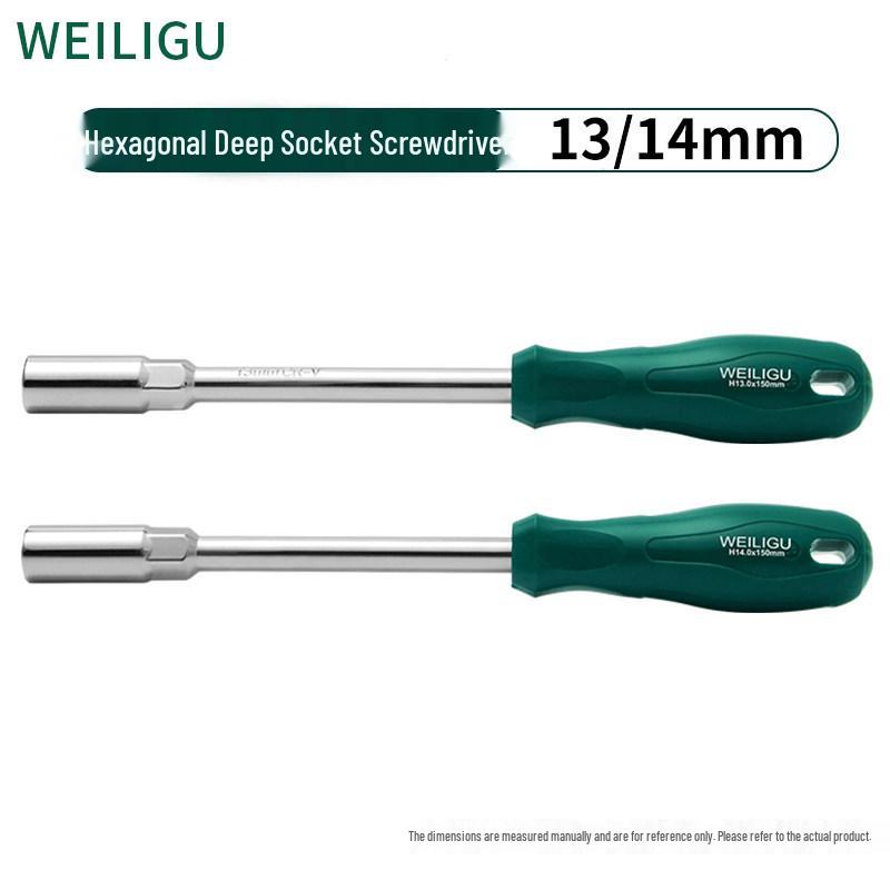 Extended Hex Socket Screwdriver Bit with CRV Head for Nuts & Bolts