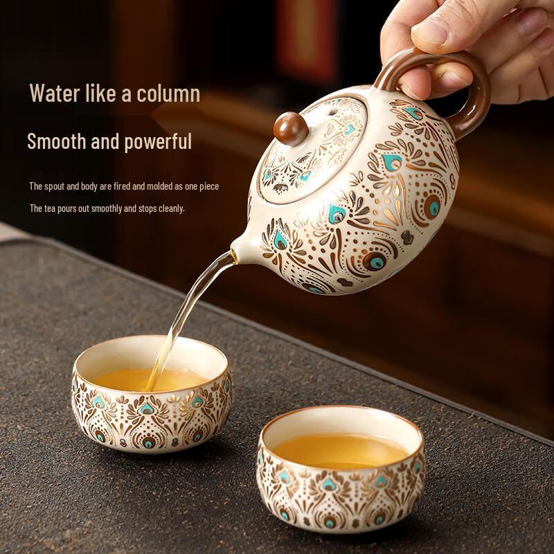 Dunhuang Phoenix Feather Ru Kiln Teapot Set
