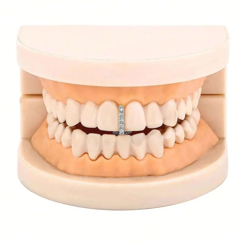 3Pcs New Hollow Hip Hop Tooth Grillz Shiny Zircon Rhinestone Teeth Caps Tooth Jewelry Women Men