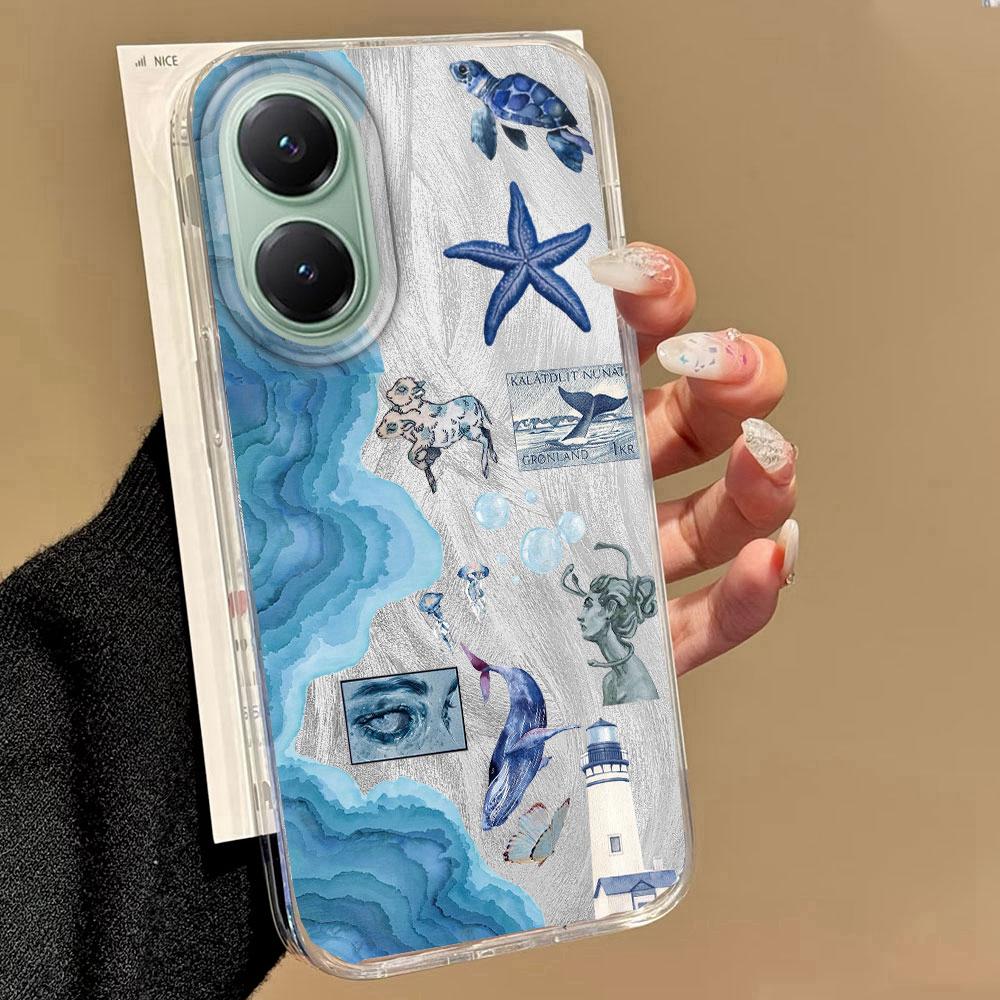 Retro Style Pink Face Sun Stars Women Girls Phone Case for Xiaomi Poco X5 X7 M6 Pro X6 X3 Pro NFC C75 C71 C65 C61 M5S Back Cover