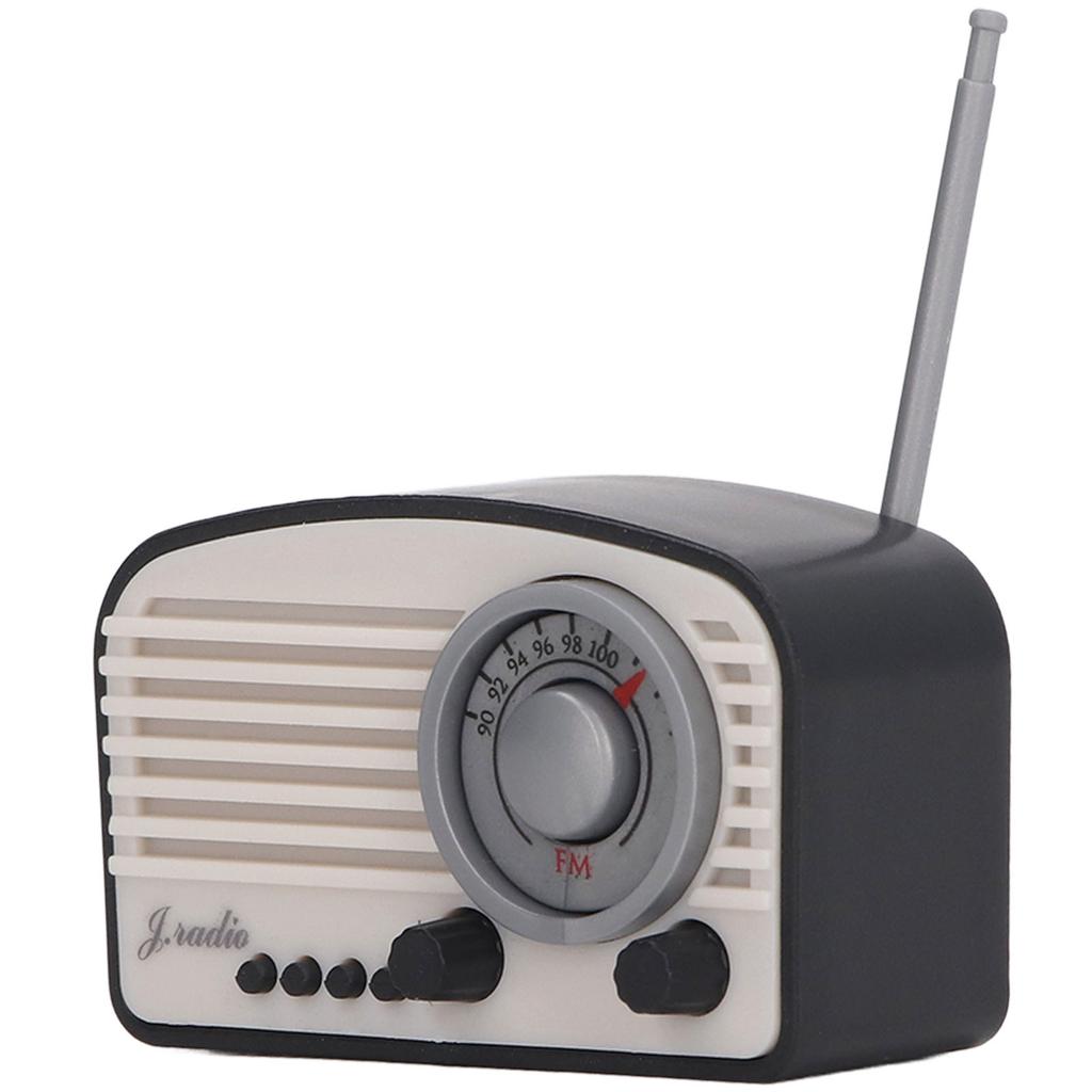 Dollhouse Mini Radio Model Vintage Cute Decoration Realistic Dollhouse Radio Model Toy for Children Black