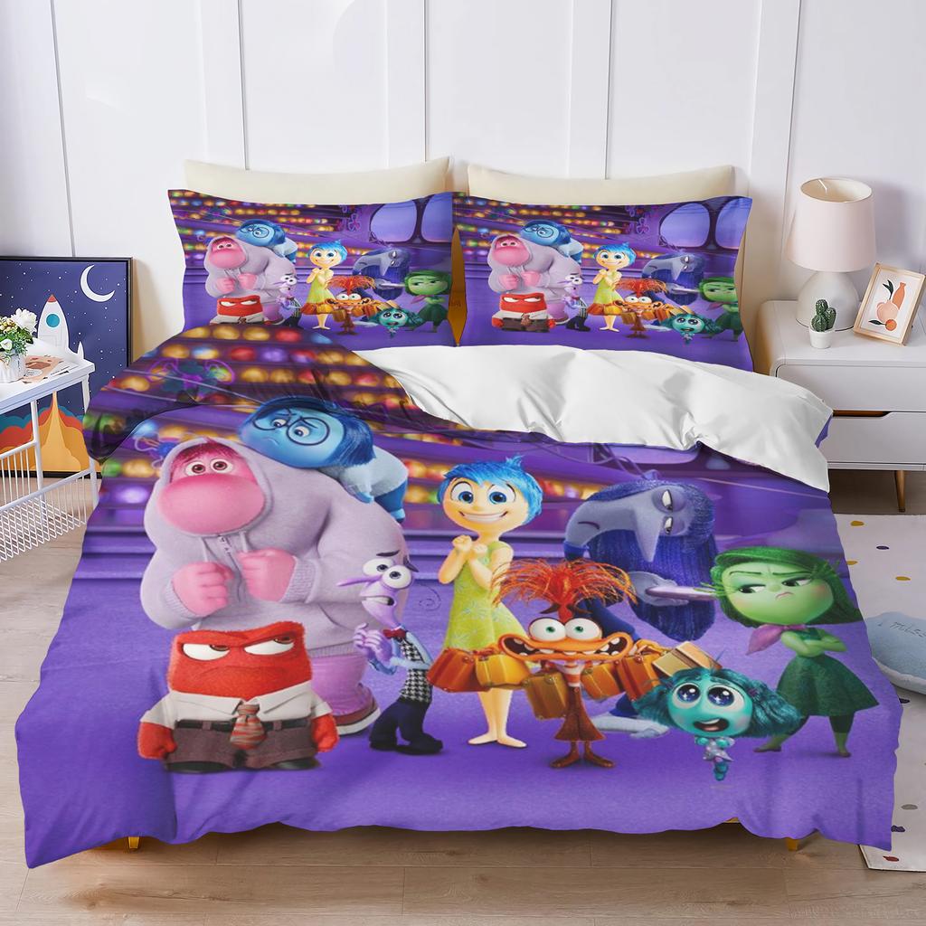Inside Out Anime Home Bedroom Comforte Nordic polyester material suitable for children and adults 3-piece set