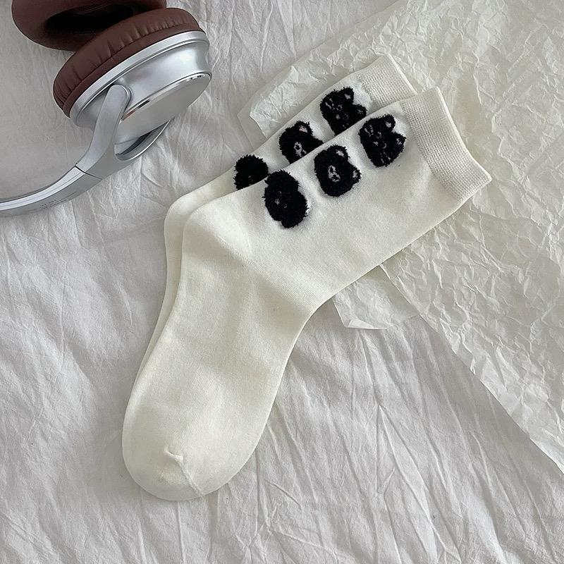 1/4Pairs Kawaii Cartoon Cat Socks Winter Women Girls Warm High Quality Fashion Middle Tube Socks Soft Comfortable Cotton Socks