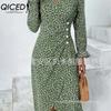 Women's Fashion Autumn Winter Long Sleeve V-Neck Casual Dresses