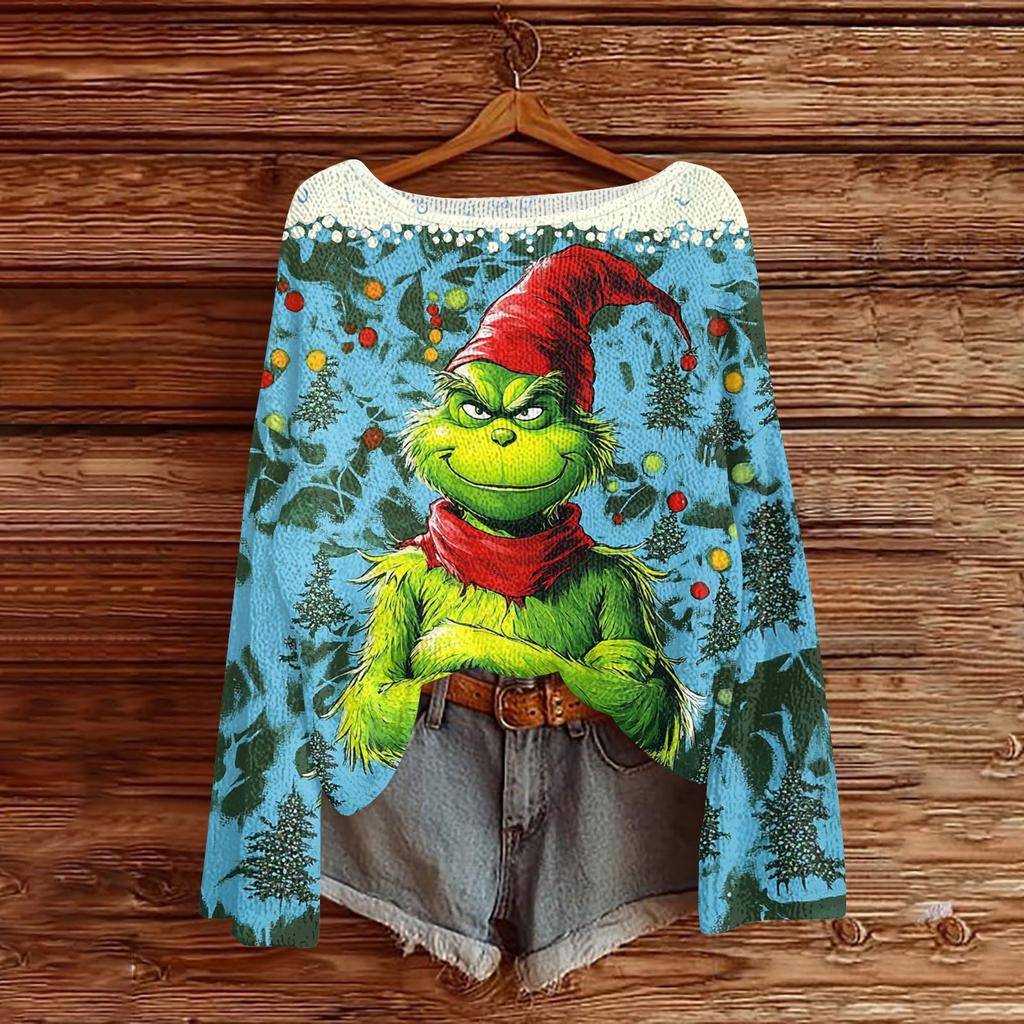 Christmas Sweatshirts For Women Knit Sweater Cute Shirt Fall Crewneck Pullover Tops