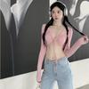 Spicy Girl Deep V Slimming Long Sleeve Top - Trendy American Design for Early Autumn