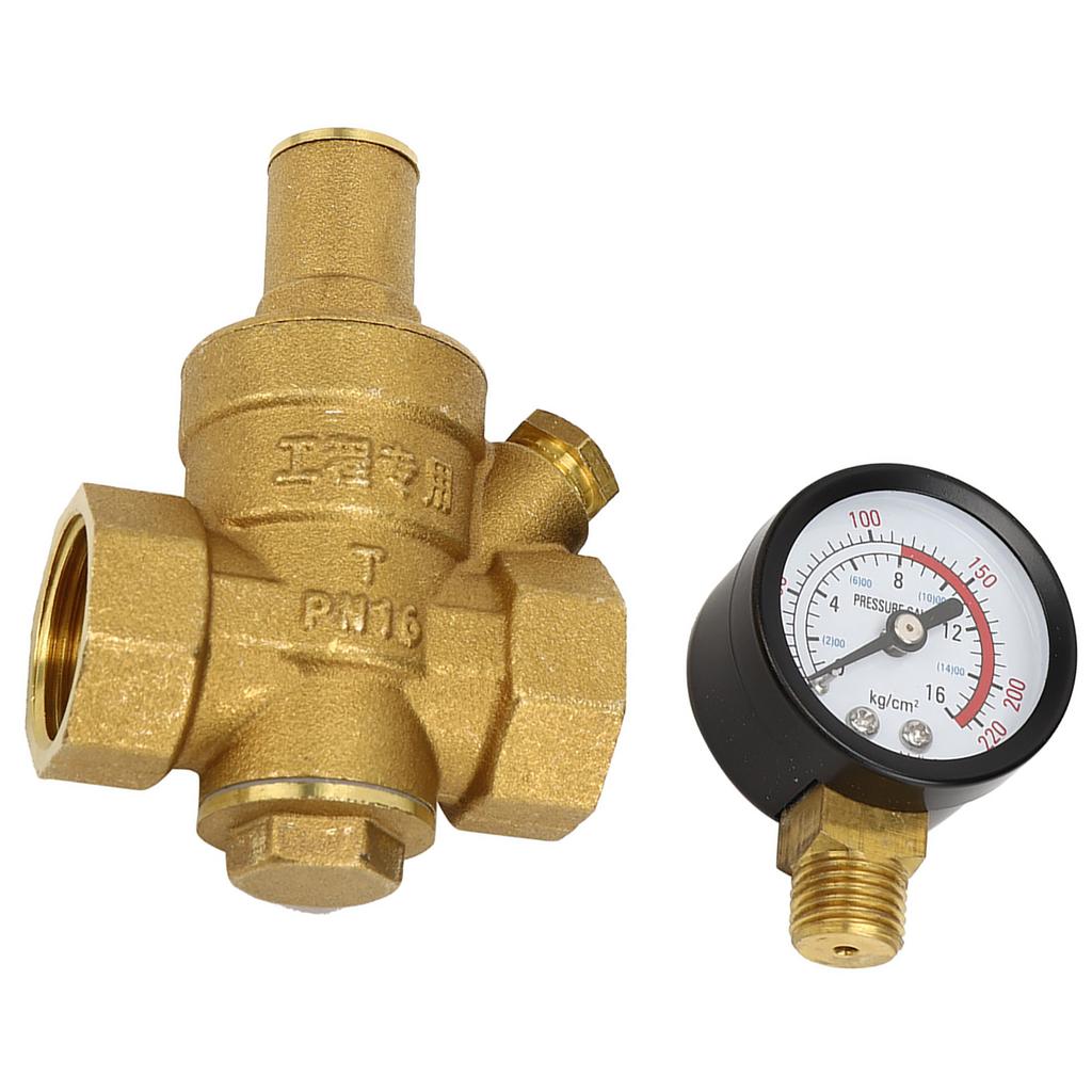 DN20 Brass Adjustable Water Pressure Regulator Reducer with Gauge Meter