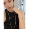 Classic Simple Ins Accessible Luxury Plain Gold Plated 18K Valuable Prescription Snake Bone Long Necklace Women's Sweater Chain Summer Does Not Fade