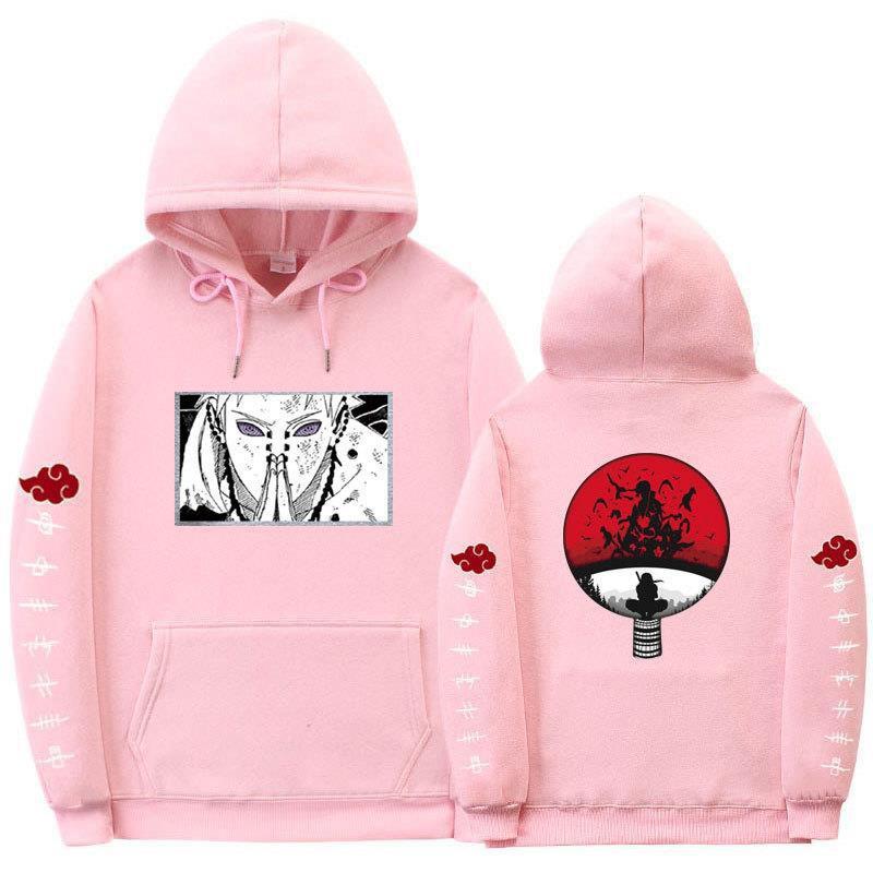 Mens Oversized Hooded Sweatshirt With Naruto Anime Print Fleece-Lined Streetwear Teens Fall Season