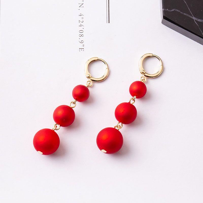 

Red White Pearl Long Earrings for Women Wedding Party Elegant Dangle Drop Earrings Imitation Beads Trendy Zircon Pendientes