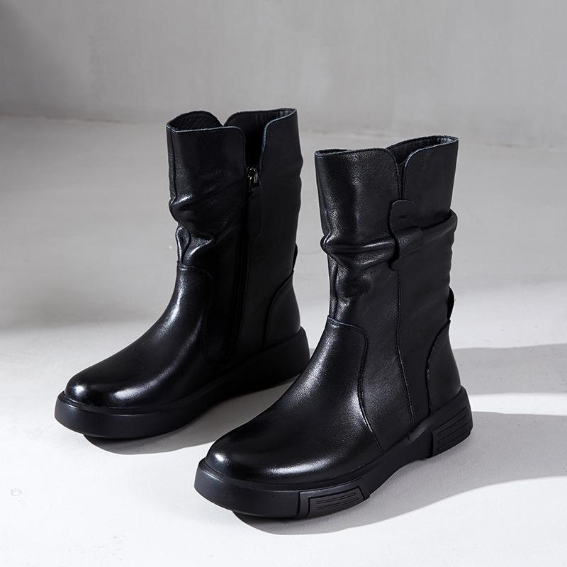 

Ботинки из коровьей кожи первого слоя женские осенне-зимние новые бархатные на плоской подошве ретро ботинки челси средней высоты женская обувь из натуральной кожи 35