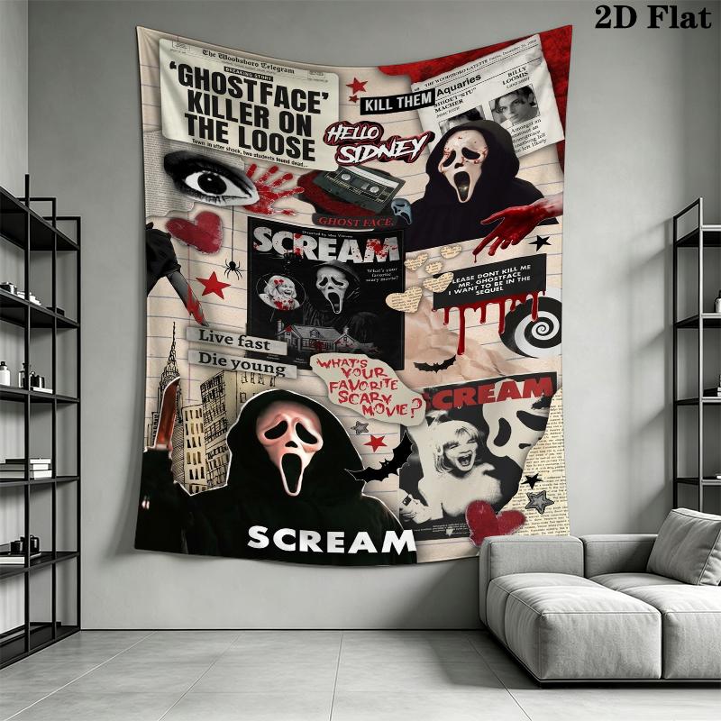 Scream Wall Tapestry Aesthetic Wall Hanging Printed Fabric Blanket Decorative Tapestries for Bedroom Living Room Home Decor
