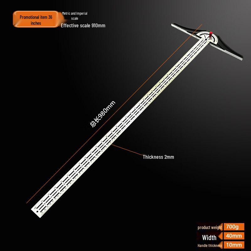 Rongyu 36-Inch Stainless Steel T-Square Ruler