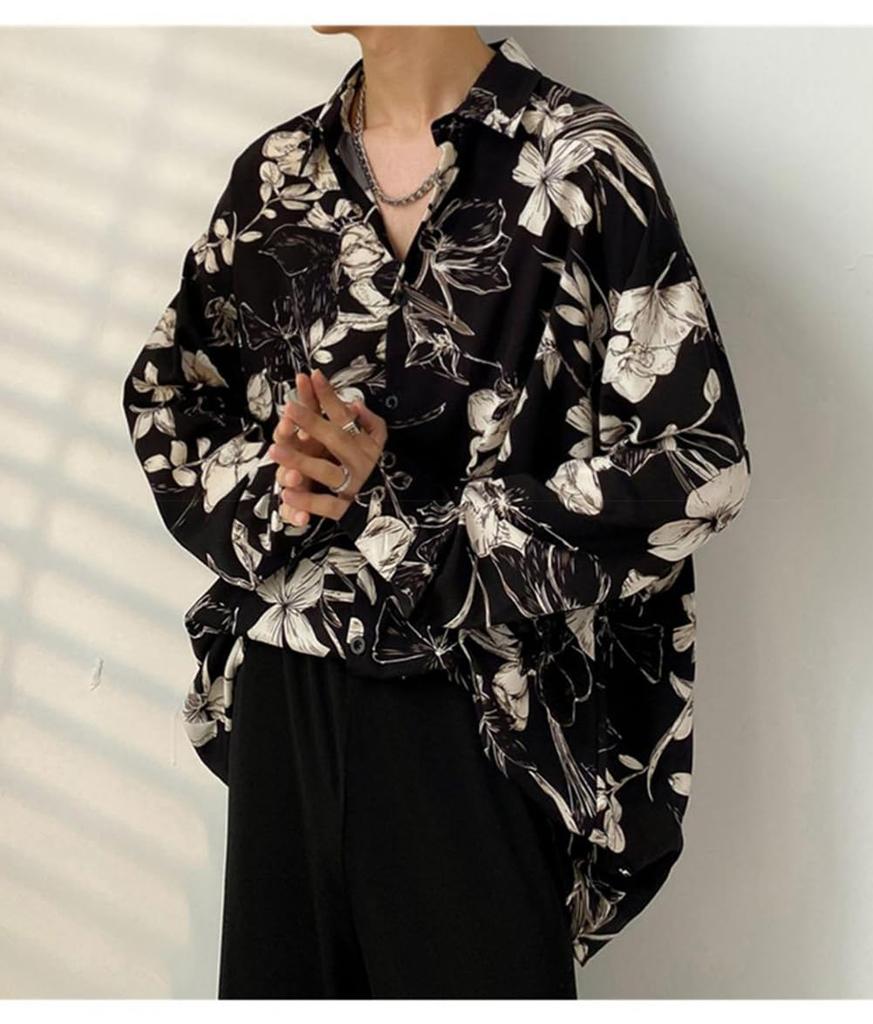 QYY Aloha Long Floral Loose Open Sun Casual Summer Men's Shirt, Sleeve, Print, Fit, Collar, Lightweight, Protection, Shirt, Stylish, Beachwear,