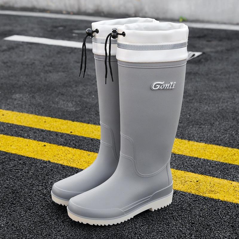 

Дождевая обувь женская модная нескользящие резиновые сапоги водные ботинки высокая обувь для воды водонепроницаемые ботинки Мартин длинные бахилы 40