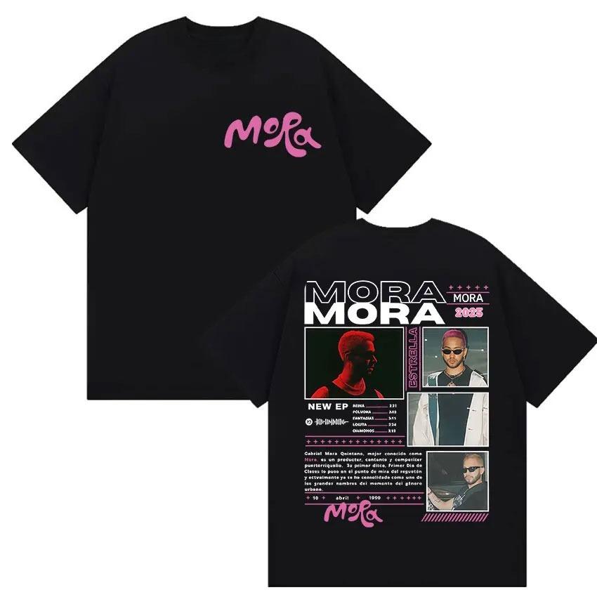 Rapper MORA Tour 2025 Merch Tričko Pánské Dámské Vintage Vysoce Kvalitní Módní Trička Hip Hopové Oblečení Oversized Bavlněné Tričko