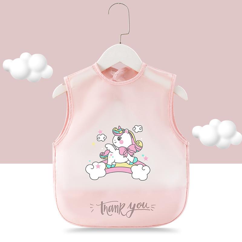 Upgraded Baby Cover-up Eating Bib Waterproof and Dirt-proof Summer Thin Sleeveless Bib for Male and Female Babies