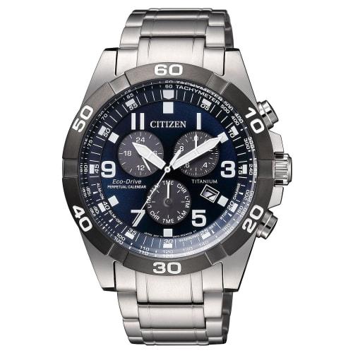 Citizen Men's Watch, Light-Powered Eco-Drive, 10 ATM Water Resistant, Navy Blue, Silver, BL5558-58L