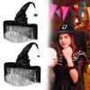 Enchanting Black Ruffled Fringe Hat For Halloween Party Witch Costume Accessory