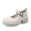 Woman Punk Thick Heels Lolita Shoes Black Ankle Buckle Platform Pumps Women Japanese Style Patent Leather Mary Jane Shoes