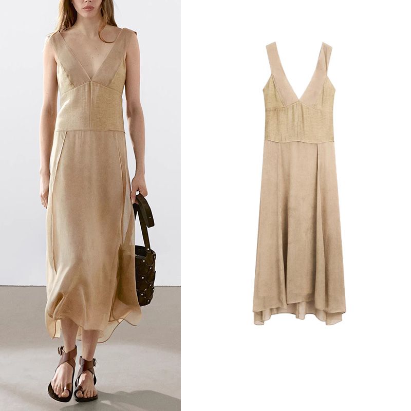 MD Summer New Arrival Women's Clothing French Minimalistic Temperamental Elegance Long V Neck Open Back Sleeveless Dress 6631585