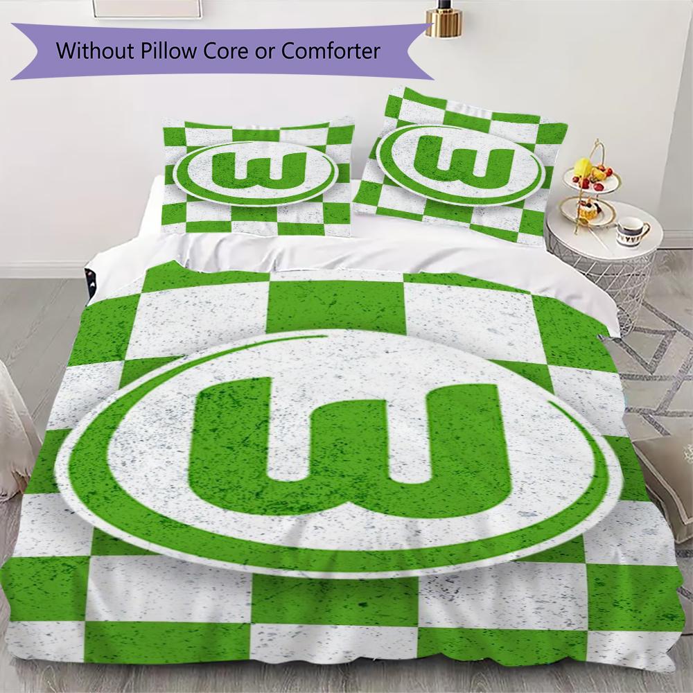 Pościel z wzorem VfL Wolfsburg Zestaw kołdry Poszewka na kołdrę Poszewka na poduszkę Dekoracja domu Prezent urodzinowy (1 * poszwa na kołdrę + 2 * poszewki na poduszki bez rdzenia)101