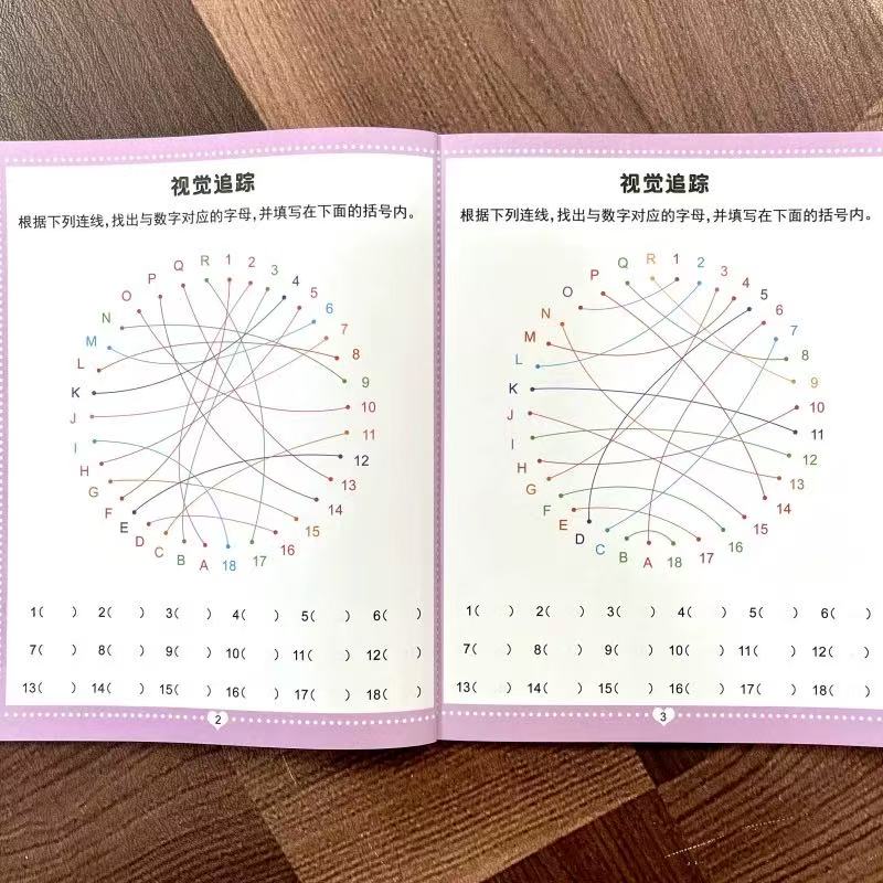Preschool Visual Perception Activity Book, 46 Pages Magic Letter & Number Tracking Maze, Early Learning Brain Toy