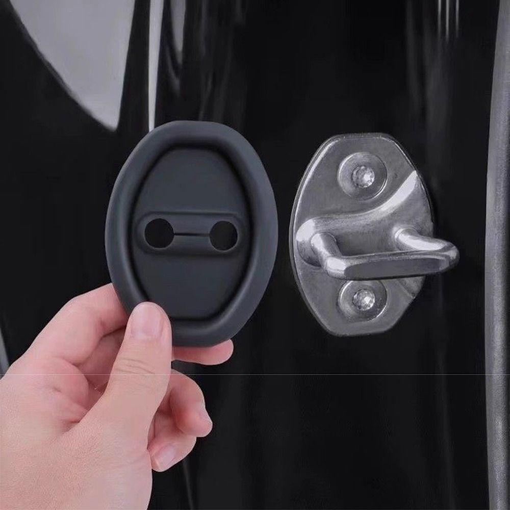 4Pcs Shock Absorbing Car Door Lock Pad Elastic Door Lock Protective Cushion  Auto Accessories