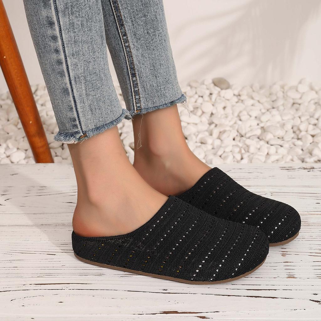 Retro niche woven bag head half slippers women's outer wear summer lazy one pedal comfortable soft sole square head muller shoes
