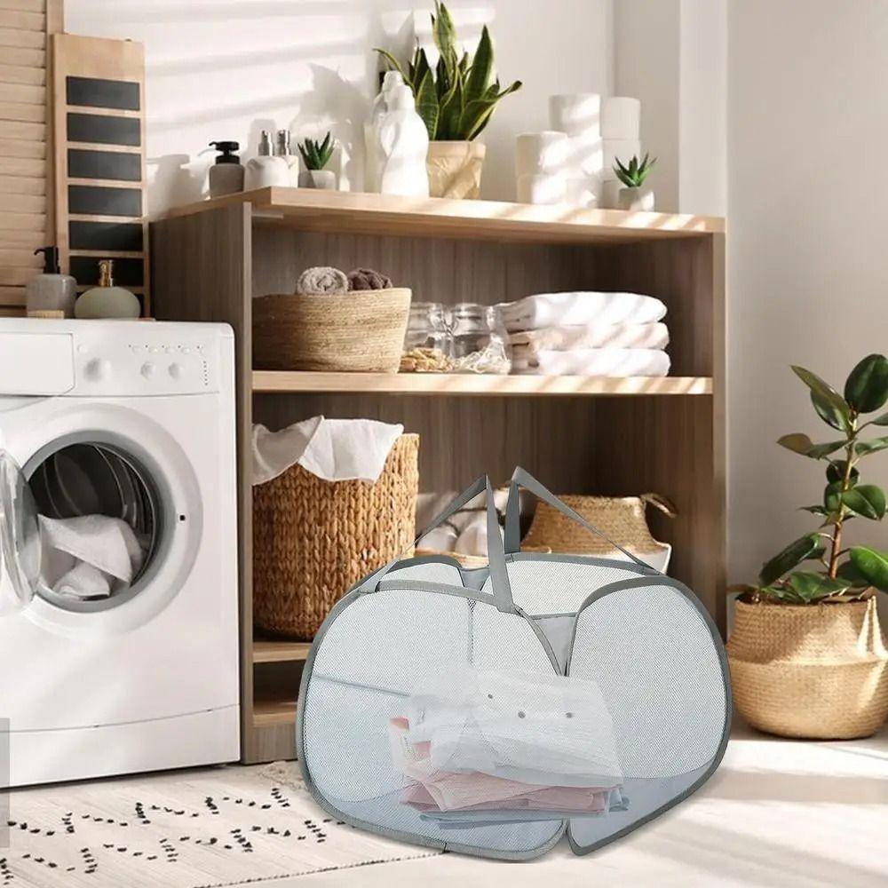 Portable Collapsible Dirty Clothes Hamper Large Capacity Ventilated Dirty Clothes Bin Mesh Foldable Laundry Hamper Storage