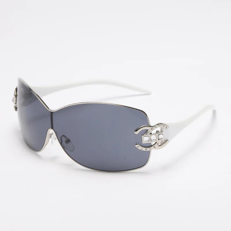 New Fashion Y2K Sunglasses Women's Integrated Surround Sun Glasses Retro  Designer Women Eyewear UV400 Oculos De Sol