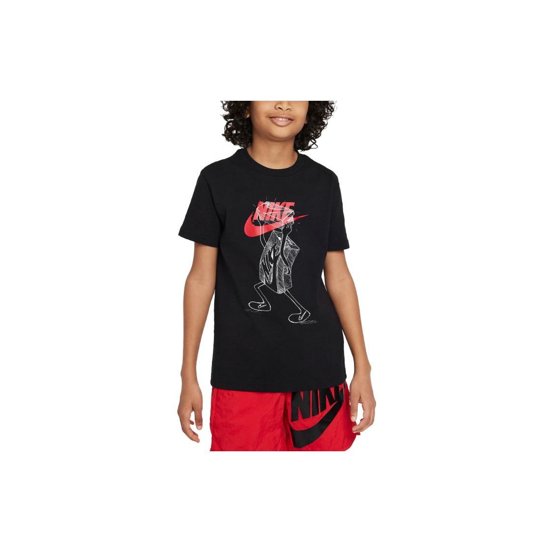 

Nike Sportswear Logo Cartoon Pattern Round Neck T-Shirt Kids Tops Black FD3985-010 S